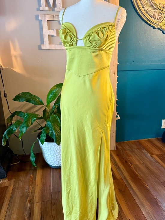ASOS Dresses & Skirts - ASOS Chartreuse Spaghetti-Strap Maxi Dress with Ruched Bust